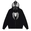 Jaqueta estilo americano Autumn Street Full Zip com design de nicho masculino Spider Man com zíper Cardigan com capuz