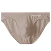 Unterhosen Ice-Silk Herren-Bikini-Slip mit niedriger Taille, stilvolle und bequeme Unterwäsche mit Beutelhöschen, Weiß/Rot/Hautfarbe/Schwarz/Blau