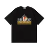 Camisa de rhude mens para camisa póhoshirt designer de tess designer casual moda moda manga curta Europa America homens homens redondos pescoço tshirts Manks Brands