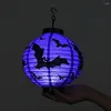 Bougeoirs 1pc Halloween LED suspendu lumière pliable papier lanterne effrayant décoration de fête de vacances
