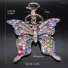 Keychains Aesthetic Butterfly Keyring for Women Colorful Rhinestone Metal Gold Color Purse Bag Accessories smycken Chaveiro K5370