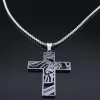 Christus God Kruis Jezus Doornenkroon Ketting Mannen 14K Wit Goud Kruisbeeld Ketting Sieraden colar masculino