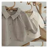 Clothing Sets Summer Korean Cute Baby Boys Girl Clothes Doll Lapel Shirt Long Sleeve Lantern Shorts Suit Childrens Aa220316 Drop Del Dhrab