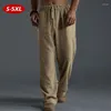 Pantalons pour hommes DIHOPE Vêtements en lin pour hommes Contemporain Qualité confortable Pantalon solide doux avec cordon de serrage décontracté