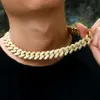 KRKC CO grossistkubansk kedja smycken 18mm kubansk länk cadena de oro 14k guldpläterad mens kubansk länk halsband
