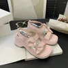 Klädskor guldklackade sandaler rosa båge chunky plattform bekvämligheter kil kvinnor silver sommar zapatos mujer