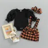 Abiti Ma Baby 018M Natale Neonato Neonate Vestiti Set Maglia manica lunga Pagliaccetto Gonne scozzesi Abiti natalizi D01