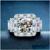 Bröllopsringar Top Sell Sparkling Luxury Jewelry Man 925 Sterling Sier T Princess Cut Moissanite Diamond Party Eternity Men Wedding B Dhjmu