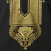 Men's Casual Shirts Luxury Metallic Gold Print African Man Clothing Agbada Kaftan Attire Wedding Shirt Mens Nehru Collar Traditional Dashiki