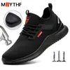 Safety Shoes Men With Steel Toe Cap Anti-smash Men Work Shoes Sneakers Light Puncture-Proof Indestructible Shoes Drop 240306
