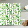 Shower Curtains Tropical Green Plant Leaf Shower Curtain Set Water Colors Art White Background Bathroom With Hook Waterproof Polyester Screen Y240316