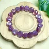 Link pulseiras natural roxo lepidolite coração pulseira feminina moda cura fengshui pedra Strand pulseiras feminino jóias presente