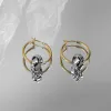 Boucles d'oreilles pendantes Vintage créatives bicolores pour femmes, accessoires en or 14 carats