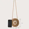 Shoulder Bags Summer Straw Circle Vintage Women Beach Round Rattan Crossbody Bag Sunflower Decoration Handbag