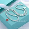 Tifaniym classique version haute T Home émail 4 m perle coeur bleu amour bouddha collier femmes blanc cuivre plaqué argent épais CNC acier estampé pendentif en forme 8VNL