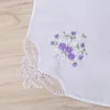 Noeuds papillon 6 pièces Vintage coton dames brodé dentelle mouchoir femmes Floral Hanky F0S4