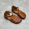 Echte 480 Handgeweven Zomer Schoenen Wandelschoenen Lederen Dames Literatuur Ronde Kop Zachte Bodem Gesp Casual Sandalen 901