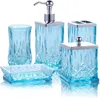 Pyzx -Home Glass Badrumstillbehör Set - Luxury 5 Piece Set Include Lotion Dispenser, Soap Dish, Tandborstehållare, tumlare, bomullskuddar, modern badrumsdekor