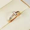 Tifaniym klassieke T1-ring damesmode smalle editie T-vormige wijsvinger kleine vorm ontwerper licht luxe dubbel puur verzilverd rosé goud breed VHPA
