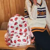 School Bags Fresh Style Fruit Strawberry Print Backpack Pink Bow Girl Bag Travel