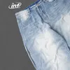 Inflação marca baggy perna larga namorado jeans unisex vintage lavado azul denim calças masculinas plus size 240311