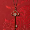 Designer tiffay and co new year limited 18K Rose Gold Key Necklace 925 Sterling Silver Red Agate clavicle chain female gift