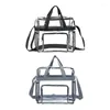 Kosmetiska väskor pvc transparent resväska se genom tote med axelrem för kvinnor