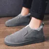 Sapatos casuais de inverno homens botas de neve masculino mais veludo calor grosso antiderrapante algodão dedo do pé redondo confortável tênis sapato plano