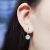 Dingle örhängen naturlig riktig lyxig blå topas droppe örhänge 8 8m 2,5ct 2st ädelsten 925 sterling silver fina smycken x219173