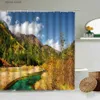 Shower Curtains Forest Lake Scenery Shower Curtain Autumn Scenery Nature Landscape Photography Bathroom Wall Decor Waterproof Screen With Hook Y240316