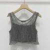 Basic Casual Dresses Designer Brand 22 Spring New Heavy Industry Sparkling Hollow Short Tank Top Instagram Pure Desire Style Sexig ljus Luxury Open Navel 3Tyt