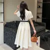 Designer Dresses Womens Luxury Women Dress Fashion Corseted College Style Frock Summer Letter Embroidery Wrap Skirt Two Color 3 42