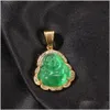 Hänghalsband Hip Hop -halsbandsmycken Chalcedony Maitreya Pendant Högkvalitativ Iced Out Buddha Gold Plated Halsband Drop Deliver DHQE4