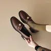Swobodne buty ślizgowe spiczaste palce tacones brązowe kwadratowe obcasy zapatos sandalias patent skóra Mary Janes Mokorka Sprężyna stała