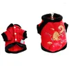 Vêtements pour chiens Manteau d'hiver Veste Année chinoise Chat pour animaux de compagnie Petit costume Tang Cheongsam Caniche Bichon Yorkie Vêtements de Poméranie