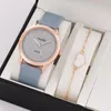 Wristwatches 2pcs Set Women Watches Fashion Casual Ladies Quartz Leather Strap Watch Female Clock For Girl Gift No Box