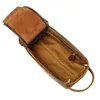 Cosmetic Bags DOME Vintage Leather Women Men Bag Travel Toiletry Wash Make Up