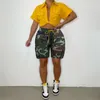 Kadın Şort 2024 Kadın Sokak Hip Hop Stili Kısa Pantolon Kamuflaj Yaz Elastik Yüksek Bel Cepleri