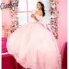 Sweet 15 Kapalı omuz prenses quinceanera elbise doğum günü partisi bornoz kolsuz boncuklu ışıltılı dantel yukarı korse kabarık etek