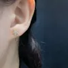 Nieuwe 925 zilveren minimalistische vijfsterrenvorm diamanten kristallen oorbellen vergulde piercing stud oorbel 2023