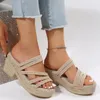 Sapatos de vestido Mulheres Verão Fahion Vintage Open Toe Chunky Heel Chinelos Plataforma Ao Ar Livre Senhoras Sandálias Femininas