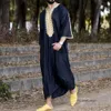 Ethnische Kleidung Muslimische Männer Jubba Thobe Langarm Islamische Stickerei V-Ausschnitt Kimono Robe Abaya Caftan Dubai Arabische Kleid Shirtsethnisch 643