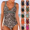 Maillots de bain pour femmes One Piece Femmes Spaghetti Strap Deep V Cou Sexy Monokini Été Ruché Slim Fit Maillots de bain Maillots de bain