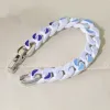 Europa América Moda Estilo Masculino Hardware prateado Moldado à mão com efeito de argila Links Branco / Azul Laca Nuvens Colar Pulseira Conjuntos de joias MP2770 MP2768