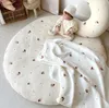 Born Baby Gewatteerde Speelkleed Zacht Katoen Kruipende Deken Activiteit Mat Meisje Spelkleed Ronde Vloer Tapijt Voor Kinderkamer decoratie 240314