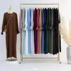 Etnisk klädbönklänning under Abaya Plain Jazz Crepe Dubai Turkish Muslim Islamiska kvinnor Modest outfit Ramadan Eid Loose Hijab Robe