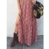 Casual Dresses Dress Women Summer Printed Spot Europe och USA Style Långärmad delad Vestidos CKX9050