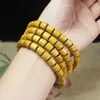 Strand Wholesale Bracelet 108 Pcs Barrel Beads Golden Tan Wooden Buddha