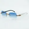 Модные ограненные линзы, классические солнцезащитные очки с бриллиантами и букетом 8300817, смешанный натуральный черный цвет, размер дужки из рога буйвола, размер 18–140 мм
