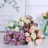 Fleurs décoratives mariage arrangements floraux de mariée 12 têtes soie Rose Bouquet Roses artificielles Bouquet décorations de fête à la maison